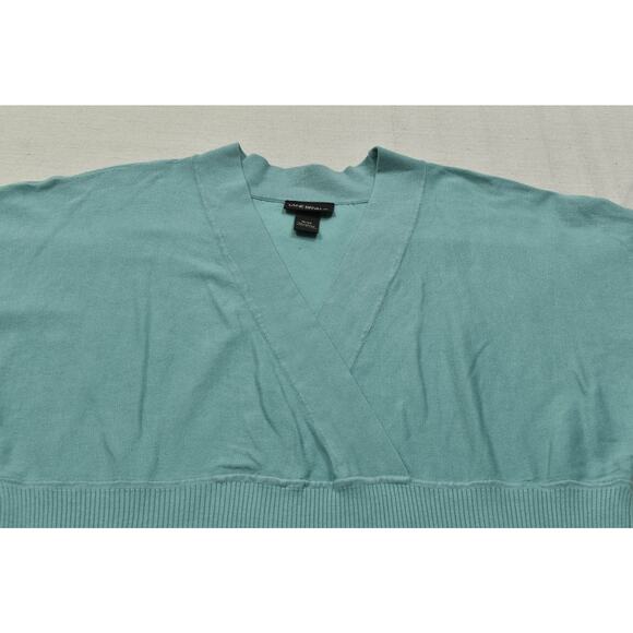 Lane Bryant Women's Plus Size 18/20 Aqua Blue Ribbed V-Neck Sweater Top - Picture 7 of 8